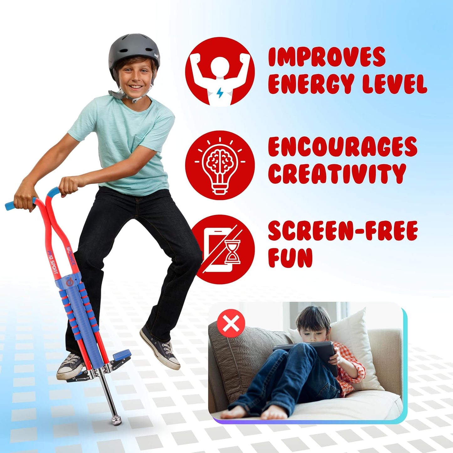 Pogo Stick for Kids - Pogo Sticks for Ages 9 and Up, 80 to 160 Lbs - Pro Sport Edition, Quality, Easy Grip, Pogostick for Hours of Wholesome Fun