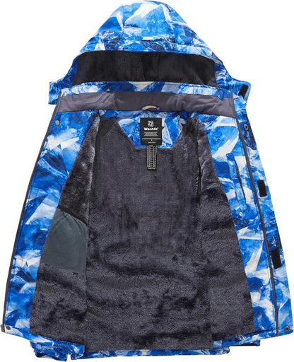 Men'S Mountain Waterproof Ski Jacket Windproof Rain Jacket Winter Warm Hooded Coat