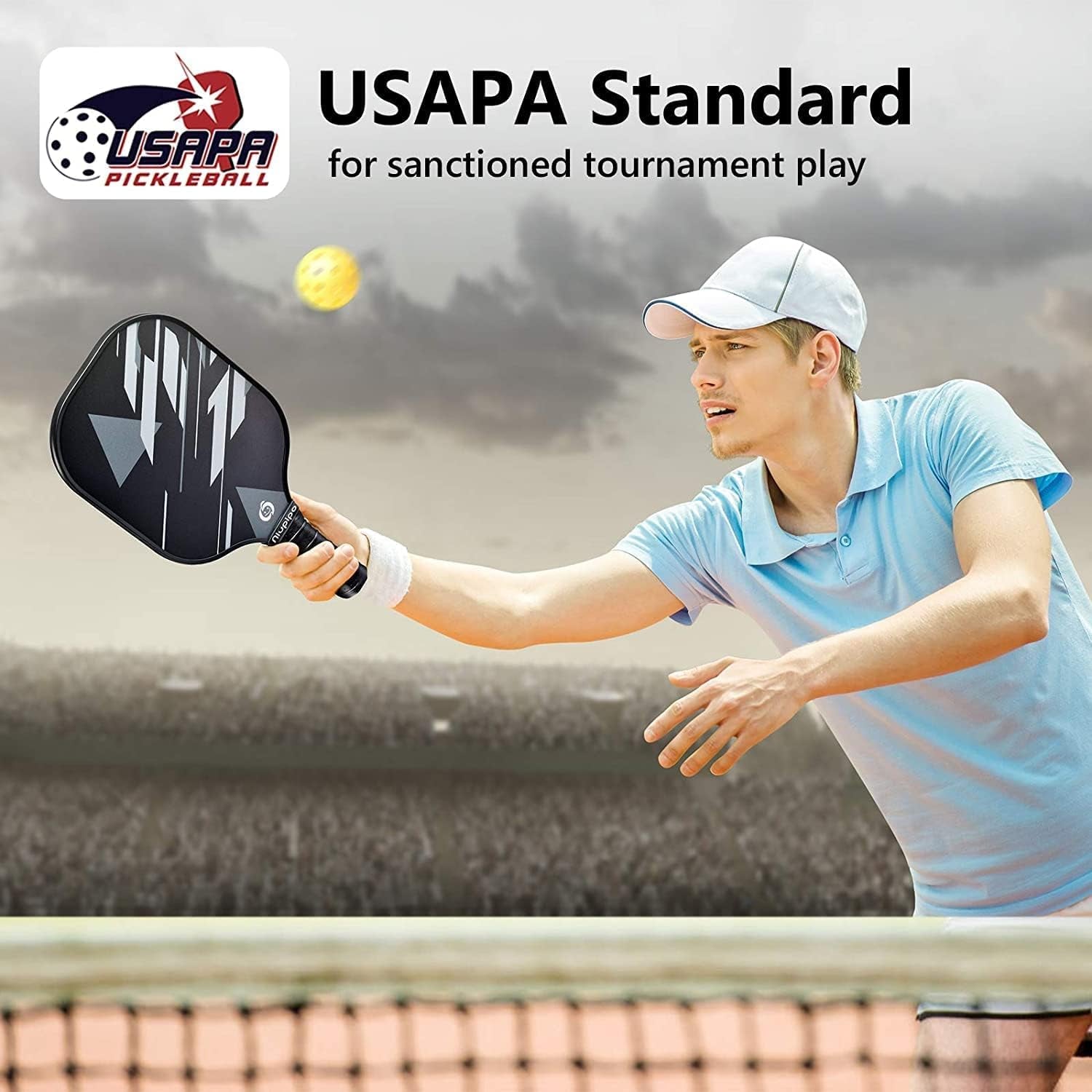 Pickleball Paddles Set of 2/4, USAPA Approved Lightweight Pickleball Rackets, Durable Fiberglass Surface with Polypropylene Honeycomb Core, Cushion Grip and Carry Bag