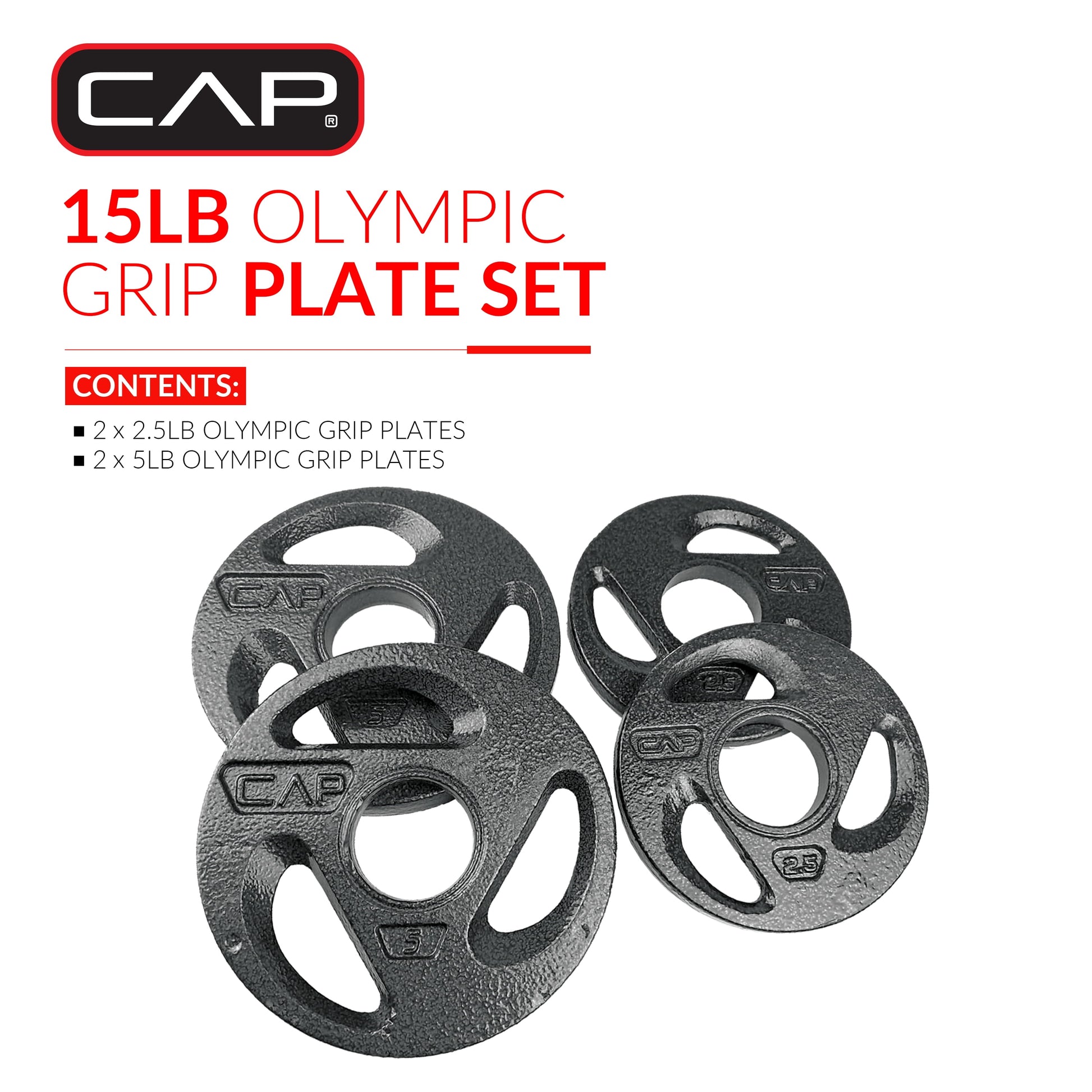 15Lb Olympic 2-Inch Grip Plate Weight Set (2X2.5Lb/2X5Lb)
