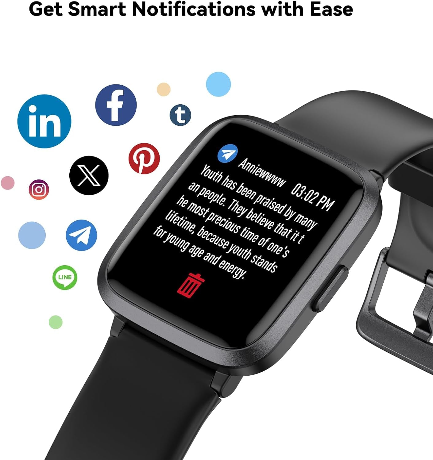 Fitness Tracker Watch with Heart Rate Monitor, Activity Tracker with Pedometer, Sleep Monitor, Calories & Step Counter, IP68 Waterproof Smart Watches for Women Men Fitness Watch for Sports