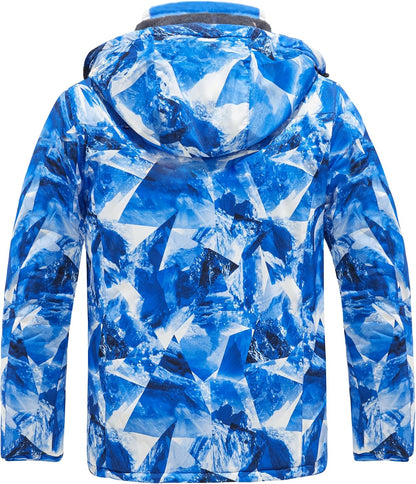 Men'S Mountain Waterproof Ski Jacket Windproof Rain Jacket Winter Warm Hooded Coat