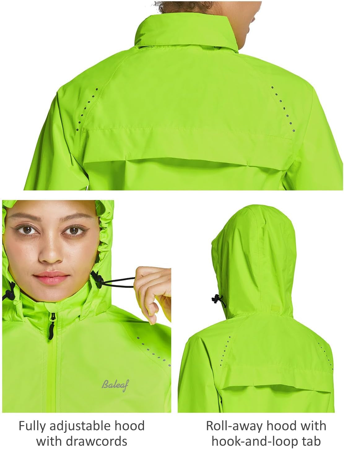 Women'S Rain Jackets Waterproof Windbreaker Packable Running Lightweight Cycling Jacket Reflective Hooded