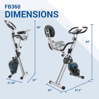 Fitness FB360 Compact Stationary Upright Folding Bike with Magnetic Resistance and 250 Lb Weight Limit