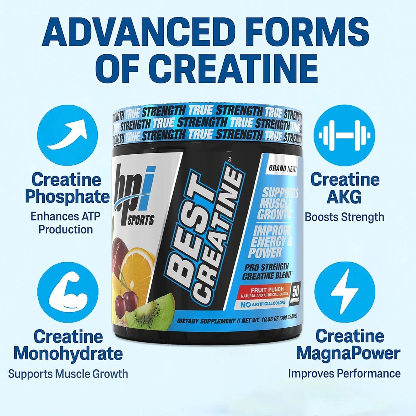 Best Creatine – Creatine Monohydrate, Himalayan Salt – Strength, Pump, Endurance, Muscle Growth, Muscle Definition – No Bloat – Fruit Punch – 50 Servings – 10.58 Oz.