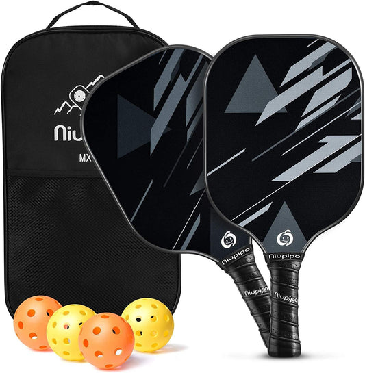 Pickleball Paddles Set of 2/4, USAPA Approved Lightweight Pickleball Rackets, Durable Fiberglass Surface with Polypropylene Honeycomb Core, Cushion Grip and Carry Bag