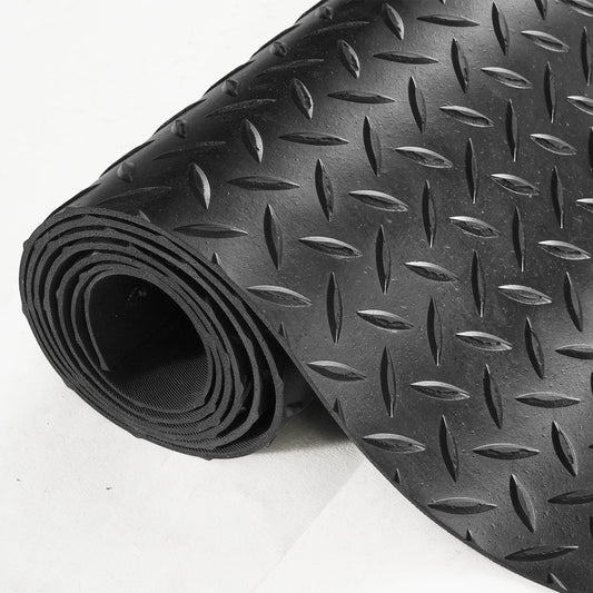Diamond-Plate Rubber Flooring Roll 3Mm X 4Ft X 8Ft Garage Floor Mat SBR