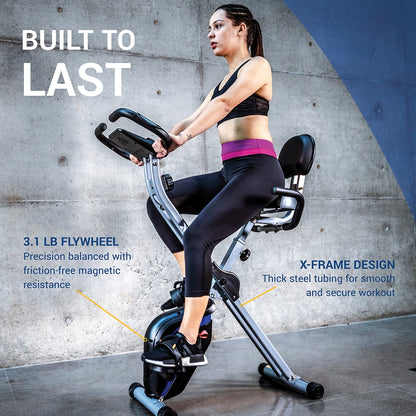 Fitness FB360 Compact Stationary Upright Folding Bike with Magnetic Resistance and 250 Lb Weight Limit