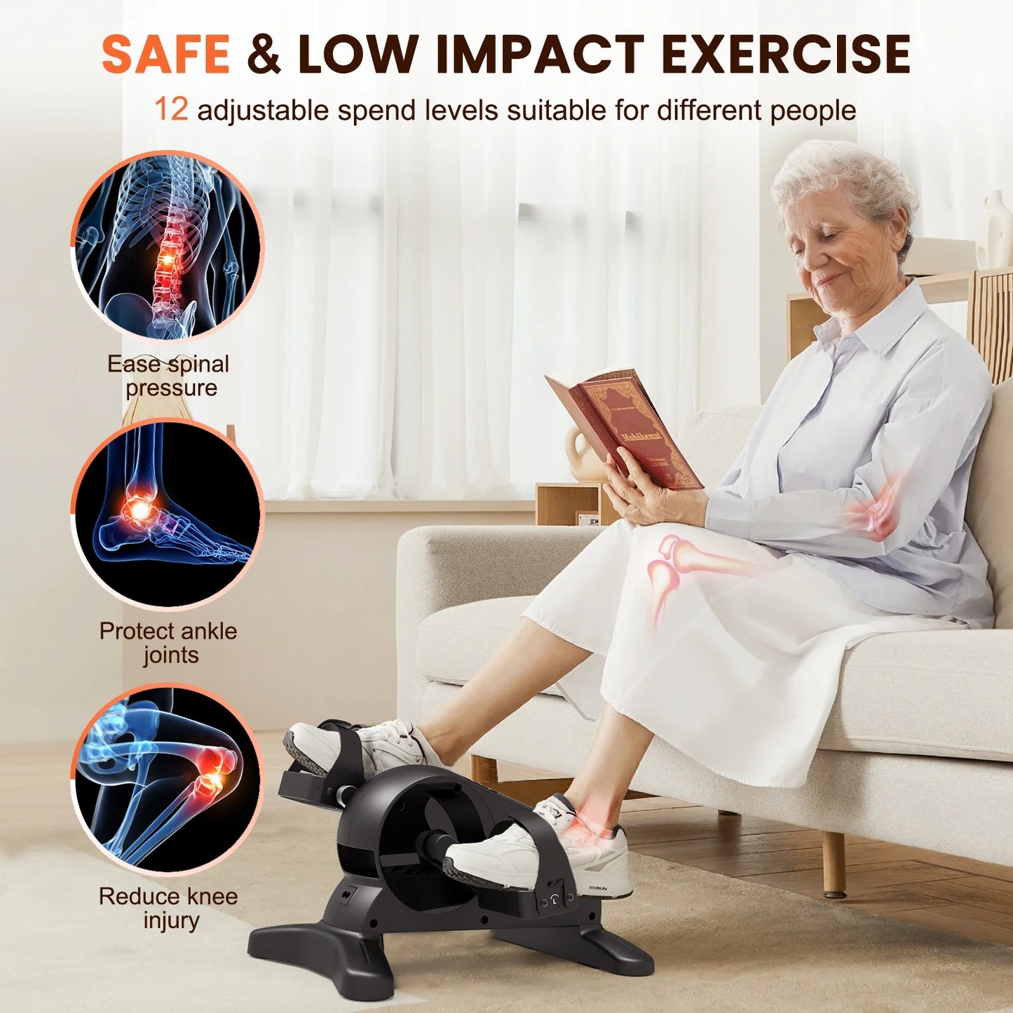 Mini under Desk Bike ,Electric Pedal Exerciser Leg/Arm Cycle for Senior, Physical Therapy, with Remote Control