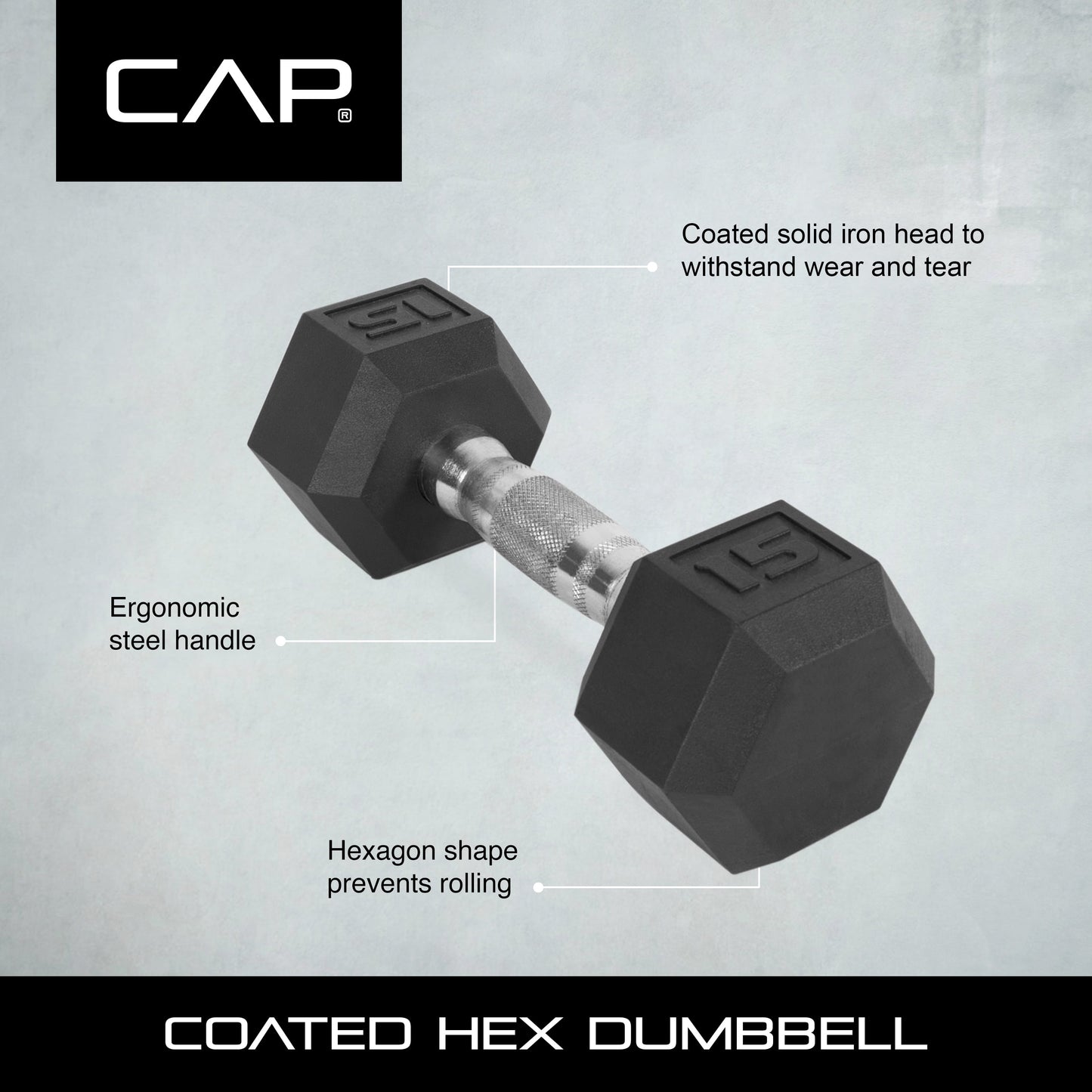 Barbell, 75Lb Coated Hex Dumbbell, Single