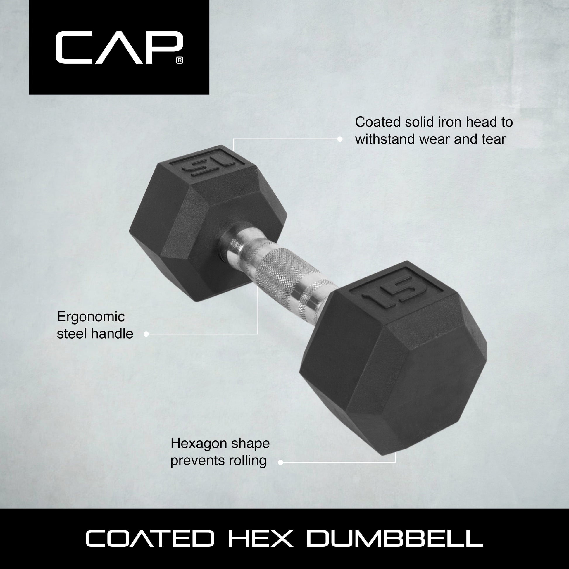 Barbell, 75Lb Coated Hex Dumbbell, Single
