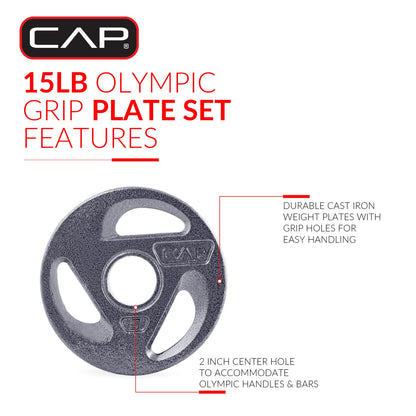15Lb Olympic 2-Inch Grip Plate Weight Set (2X2.5Lb/2X5Lb)